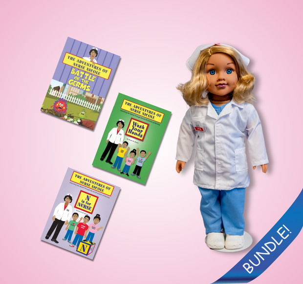 Nurse Linda (white) 18 inch Doll _ 2 books +1 DVD - Bundle