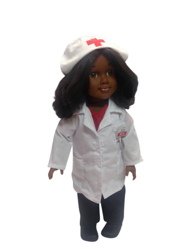 Nurse Nicole (African AMerican) 18 inch doll with 2 books and 1 DVD - Bundle