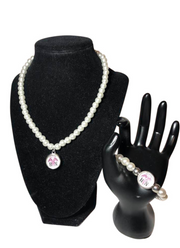 SNAP Pearl Necklace 8mm and Snap Bracelet with 2 RN snaps 18mm