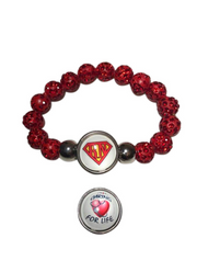 SNAP 18mm Red bracelet with Super RN & Caring for Life Snap 18mm