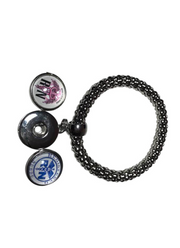 SNAP 18mm Jewelry Silver tone bracelet - 2 SNAP 18mm Blue RN & Purlpe RN